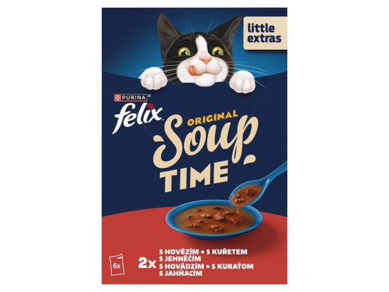 Felix Soup cat -Polévky kuře,jehně,hovězí 6 x 48g