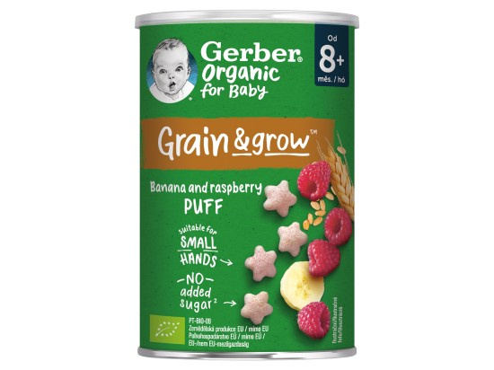 GERBER Křupky s malinou a banánem BIO 35 g 6m+