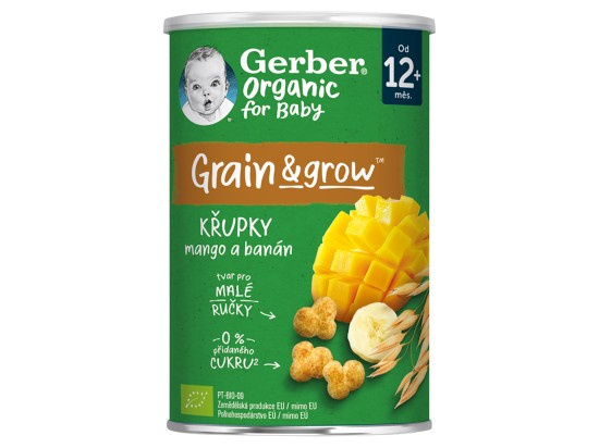 GERBER Křupky s mangem a banánem BIO 35 g 12m+