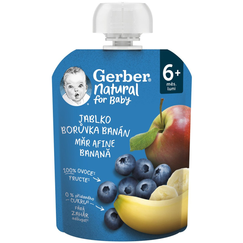Gerber Natural Kapsička jablko, borůvka a banán