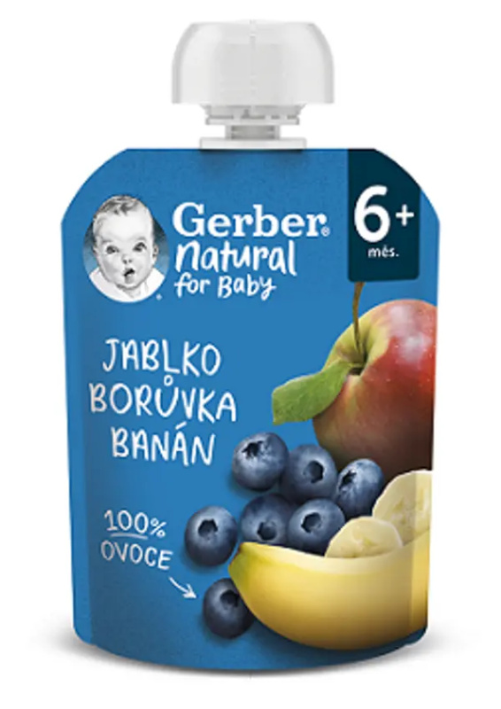 GERBER Kapsička natural jablko borůvka banán 6m+ 90g