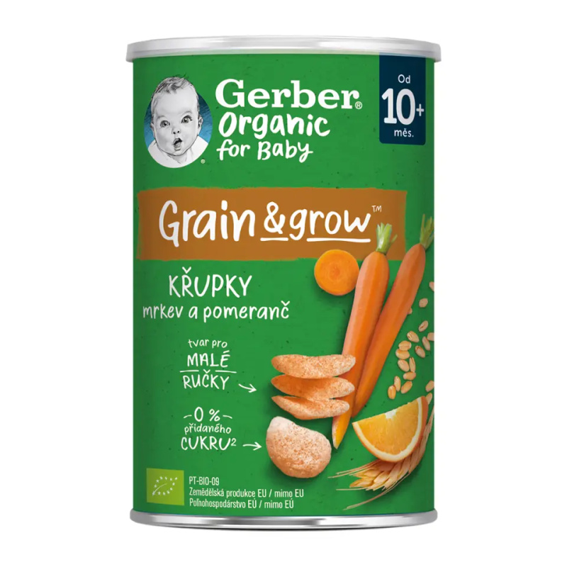GERBER Křupky s mrkví a pomerančem BIO 35 g 10m+