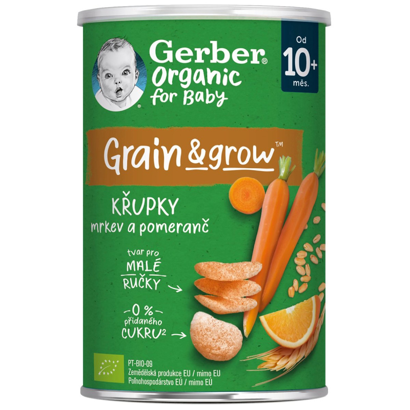 GERBER Křupky s mrkví a pomerančem BIO 35 g 10m+