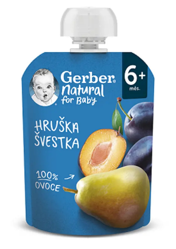 GERBER Kapsička natural hruška švestka 6m+ 90 g