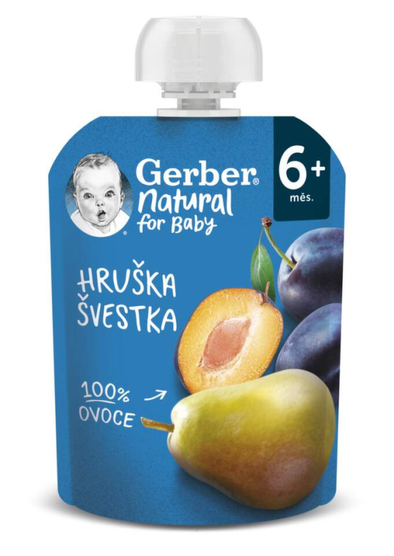 GERBER Kapsička natural hruška švestka 6m+ 90 g