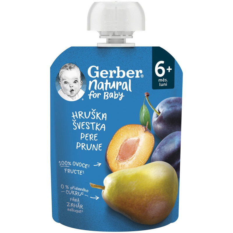 Gerber Natural Kapsička hruška a švestka