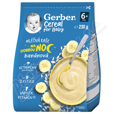 GERBER Cereal mléčná kaše na dobrou noc banán 6m+ 230 g