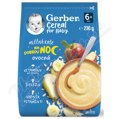 GERBER Cereal mléčná kaše ovocná na dobrou noc 6m+ 230 g