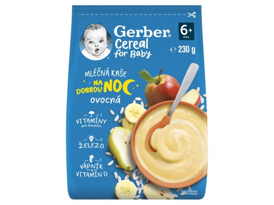 GERBER Cereal mléčná kaše ovocná na dobrou noc 6m+ 230 g