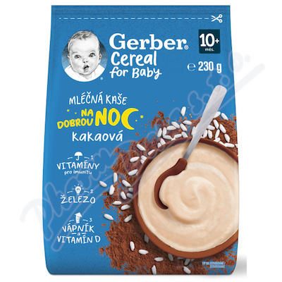 GERBER Cereal mléčná kaše kakaová na dobrou noc 10m+ 230 g