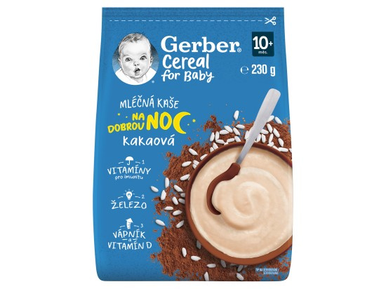 GERBER Cereal mléčná kaše kakaová na dobrou noc 10m+ 230 g