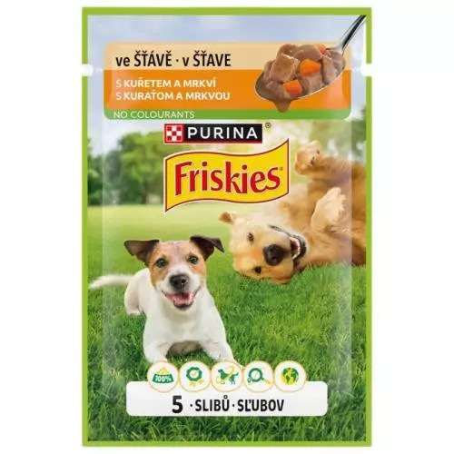 Friskies kapsička adult s kuřetem a mrkví ve šťávě 85g