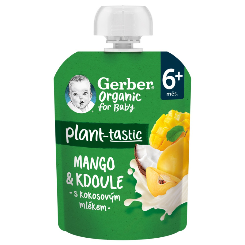 GERBER Kapsička mango kdoule s kokosovým mlékem BIO 80g 6m+