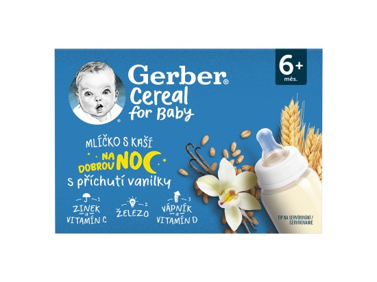 Gerber Cereal Mlíčko s kaší vanilkové 6m+ 2x200 ml
