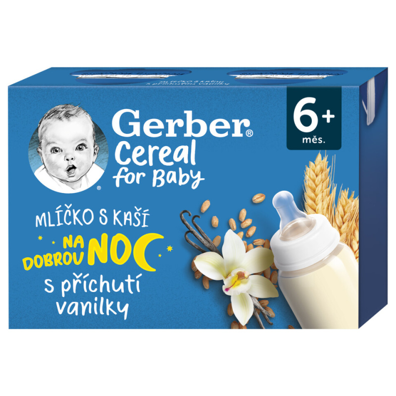 Gerber Cereal Mlíčko s kaší vanilkové 6m+ 2x200 ml