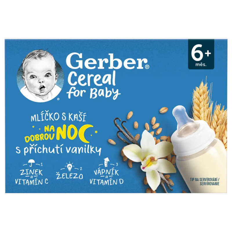 Gerber Cereal Mlíčko s kaší vanilkové 6m+ 2x200 ml