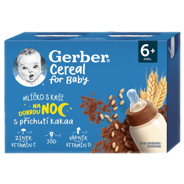Gerber Cereal Mlíčko s kaší s kakaovou příchutí 6m+ 2x200 ml
