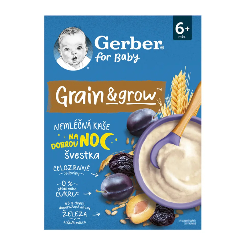 GERBER Nemléčná kaše na dobrou noc švestka 200 g 6m+