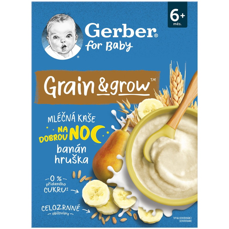 Gerber Mléčná pšenično-ovesná kaše banán a hruška