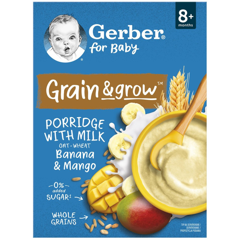 Gerber Mléčná pšenično-ovesná kaše banán a mango