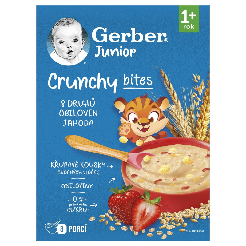 Gerber Junior Nemléčná kaše jahodová s křupavými kousky
