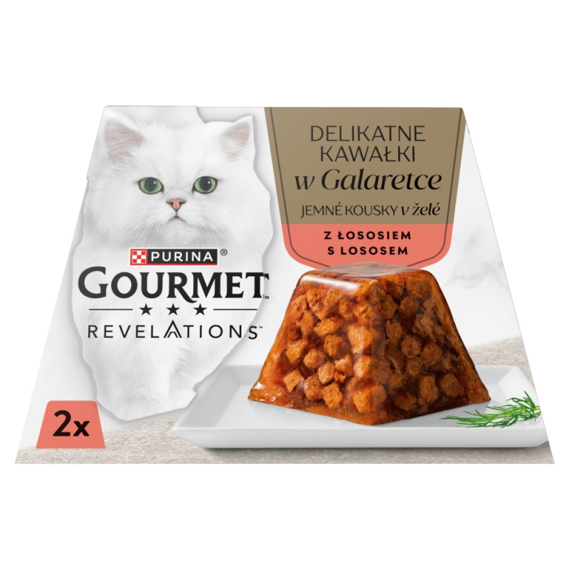 Gourmet Revelations jemné kousky s lososem v želé pro kočky 2×57 g