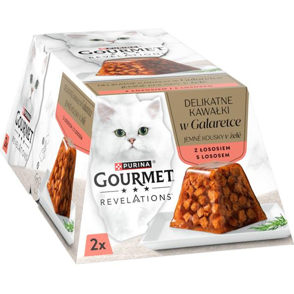 Gourmet Revelations jemné kousky s lososem v želé pro kočky 2×57 g