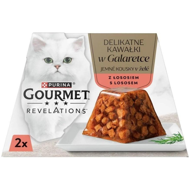 Gourmet Revelations jemné kousky s lososem v želé pro kočky 2×57 g