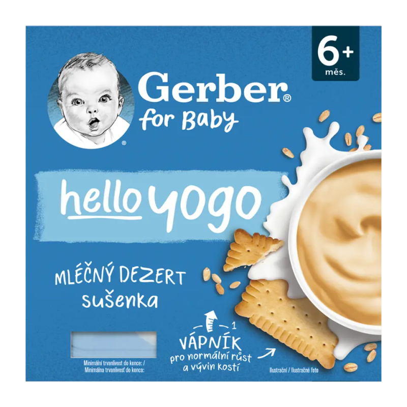 GERBER Hello yogo mléčný dezert sušenkový 6m+ 4 x 100 g