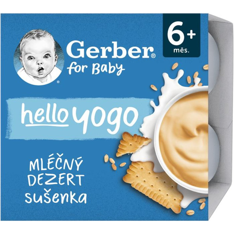 Gerber Hello Yogo mléčný dezert se sušenkami (4×100 g)