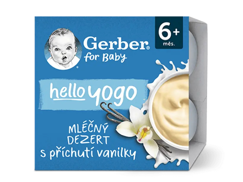 GERBER Hello yogo mléčný dezert vanilkový 6m+ 4 x 100 g