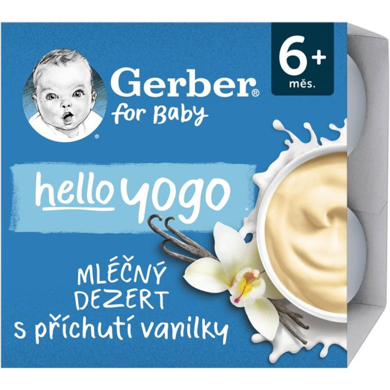 Gerber Hello Yogo mléčný dezert s příchutí vanilky (4×100 g)