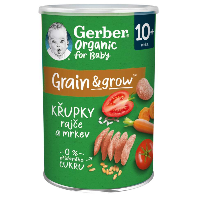 Gerber Organic Křupky rajče a mrkev BIO 10m+ 35 g
