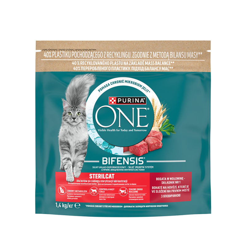 Purina One Granule pro kočky Sterilcat s hovězím 1400 g