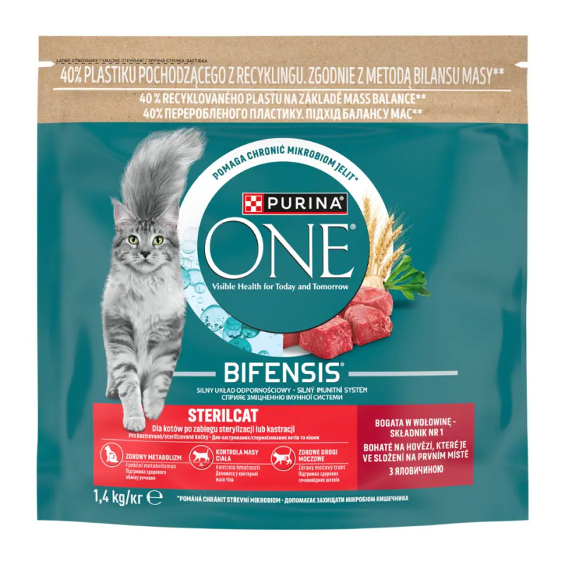 Purina One Granule pro kočky Sterilcat s hovězím 1400 g