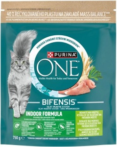 PURINA ONE Bifensis Indoor granule pro kočky krůta 750 g