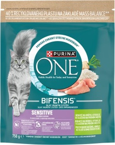 Purina One Granule pro kočky Sensitive krůta a rýže 750 g