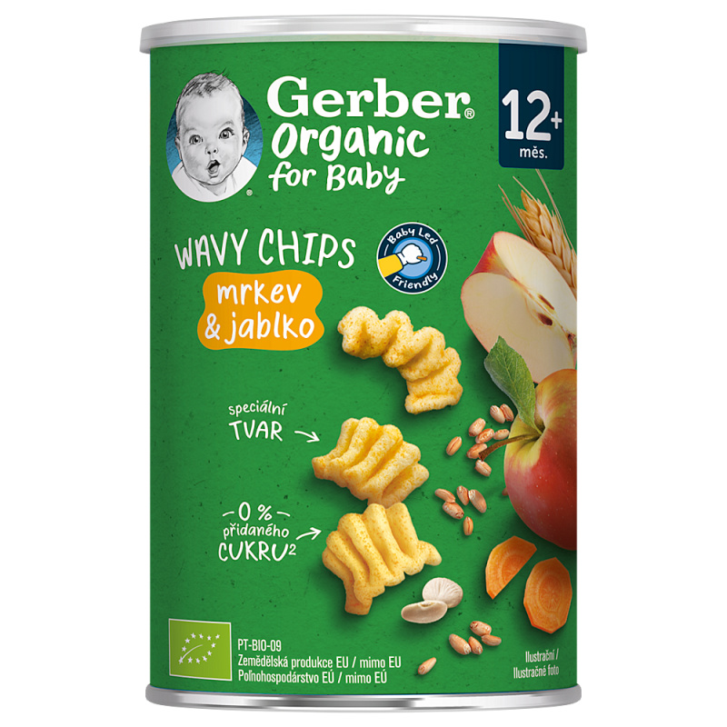 Gerber Organic BIO Wavy chips mrkev a jablko