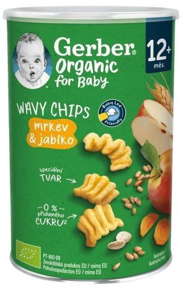Gerber Organic BIO Wavy chips mrkev a jablko