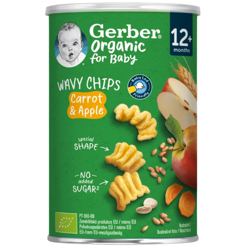 Gerber Organic BIO Wavy chips mrkev a jablko