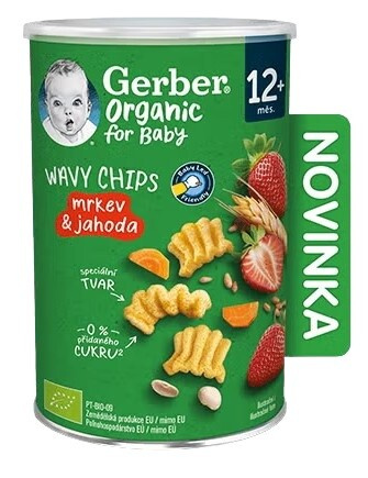 Gerber Organic BIO Wavy chips mrkev a jahoda