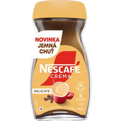 Nescafé Crema Delicate rozpustná káva s bohatou pěnou a jemnou chutí kávy