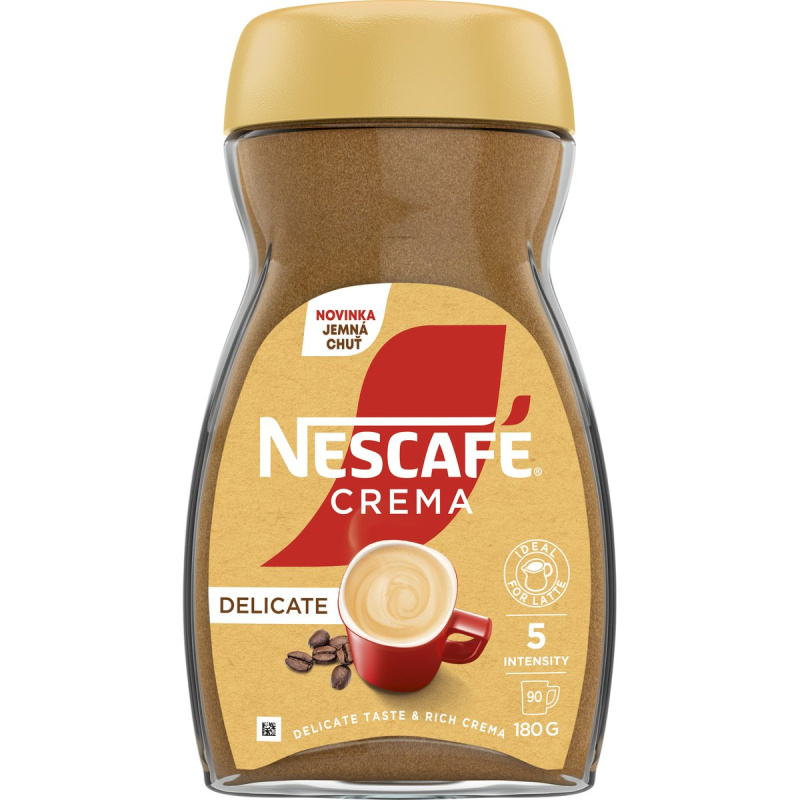Nescafé Crema Delicate rozpustná káva s bohatou pěnou a jemnou chutí kávy