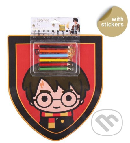 Blok s pastelkami a nálepkami Harry Potter
