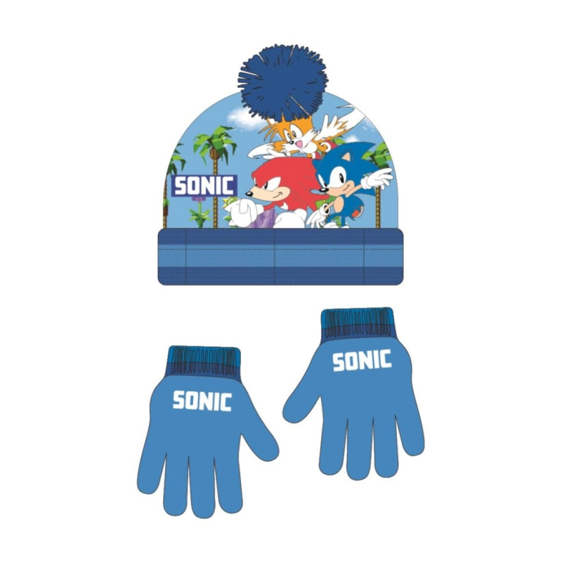 Komplet čepice nákrčník a rukavice Sonic