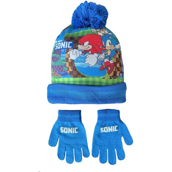 Komplet čepice nákrčník a rukavice Sonic