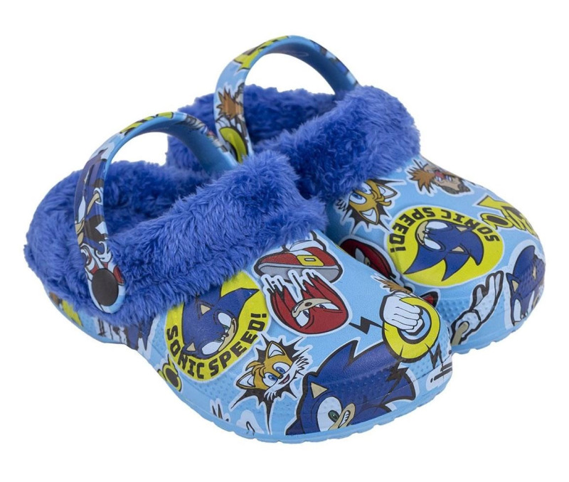 Dětské vyteplené clog sandály Sonic – Modrá 4
