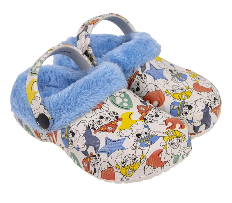 Zateplené clog sandály Tlapková patrola – Bílo-světle modrá – 530029-4