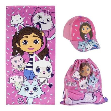 Cerdá Souprava GABBY´S DOLLHOUSE ručník, kšiltovka a sáček