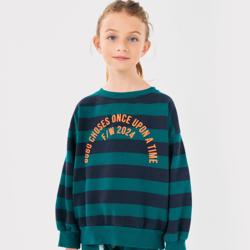 BOBO CHOSES Mikina - Circle stripes / MIDNIGHT BLUE Velikost: 12-13y
